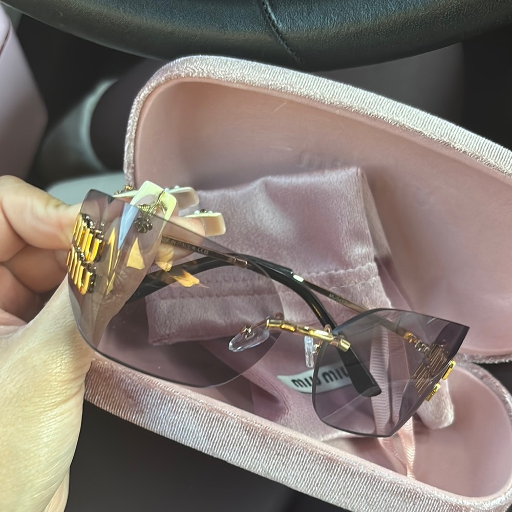 Miu Miu Women's Gold and Black Sunglasses